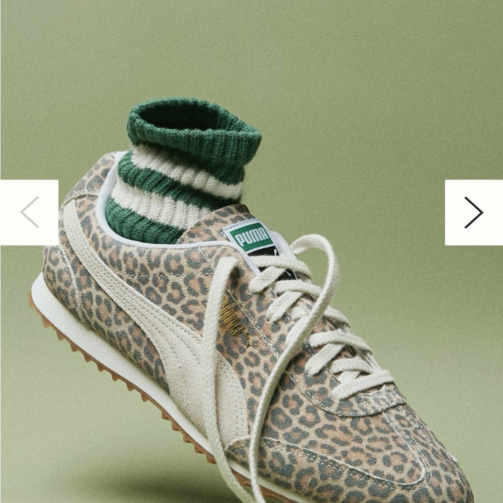 PUMA Women's Leopard Print Sneakers - Cream and Brown